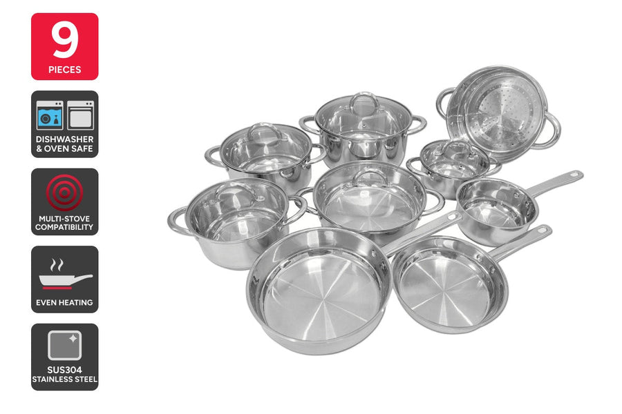 Ovela 9 Piece Stainless Steel Cookware Set