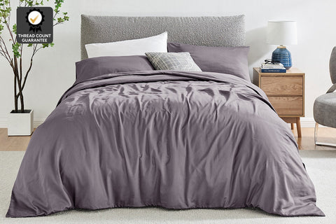 Ovela 1200TC Cotton Rich Quilt Cover Set (Castlerock Grey, King Single)