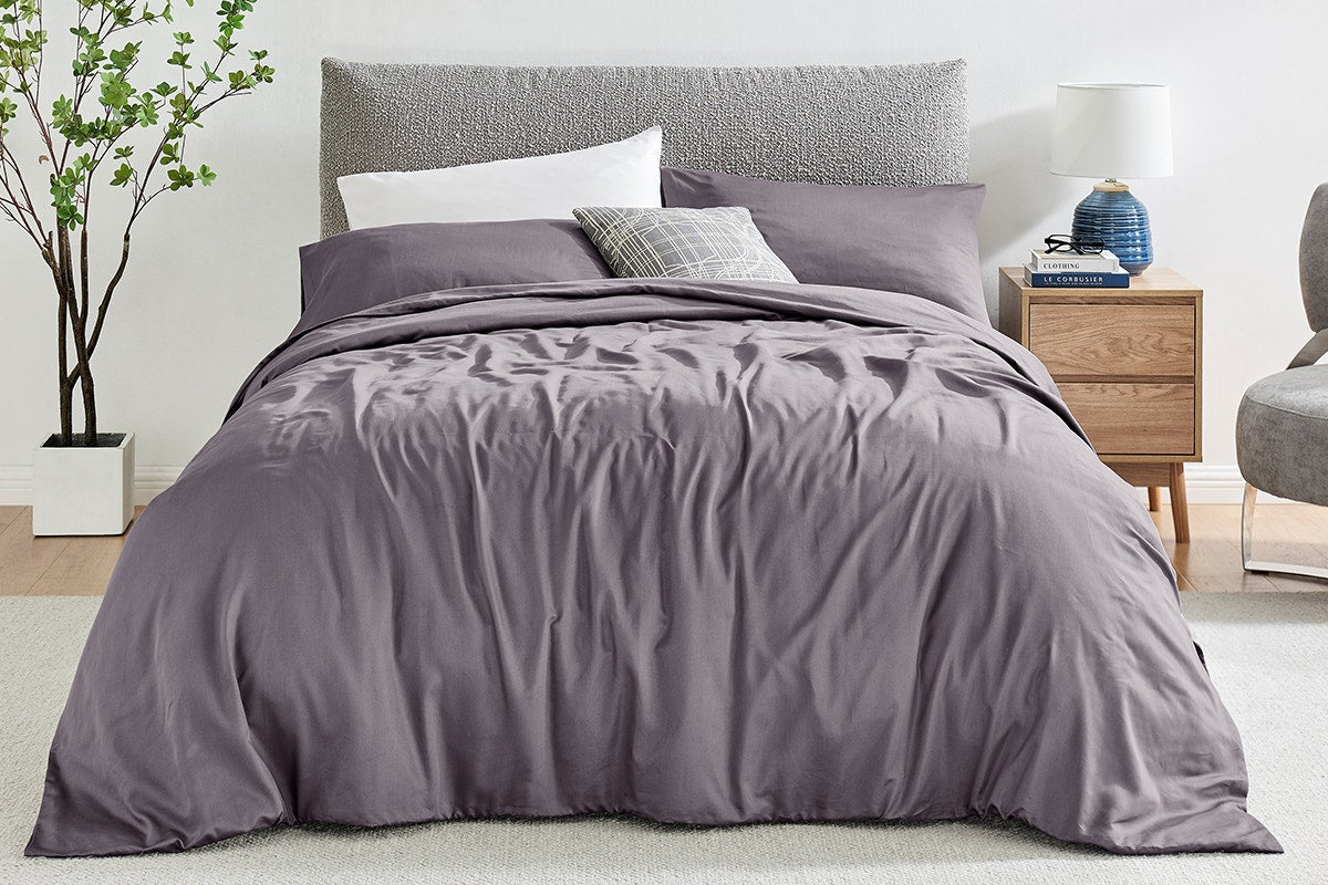 Ovela 1200TC Cotton Rich Quilt Cover Set (Castlerock Grey, Single)