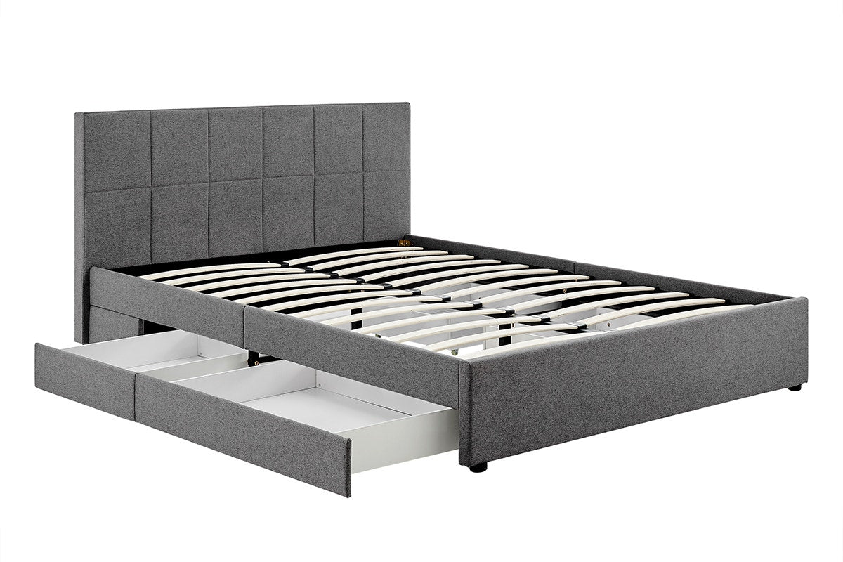Ovela Theodore Storage Bed Frame with Drawers - King Charcoal - SuperSaverAU - view 4