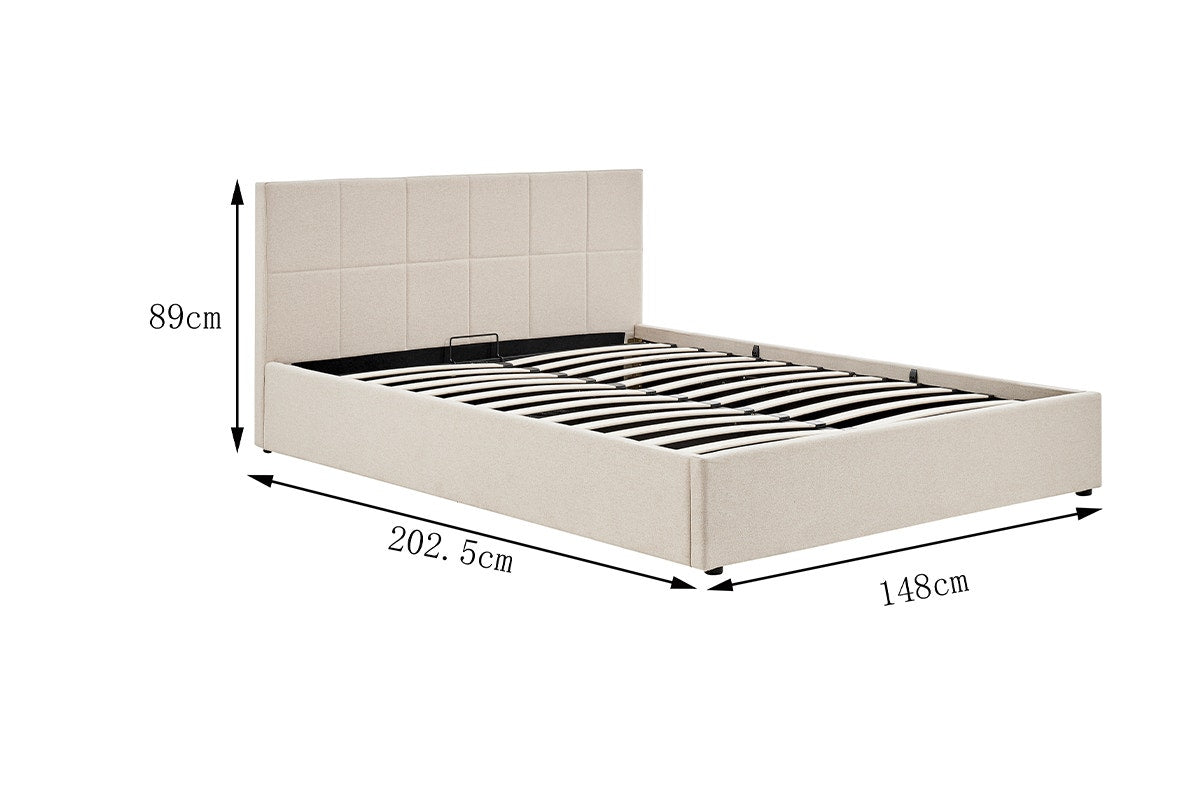 Ovela Theodore Gas Lift Bed Frame - Double Beige - SuperSaverAU - view 5