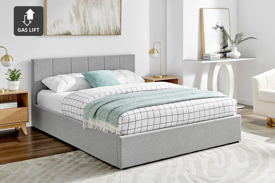 Ovela Theodore Gas Lift Bed Frame (Queen Grey)