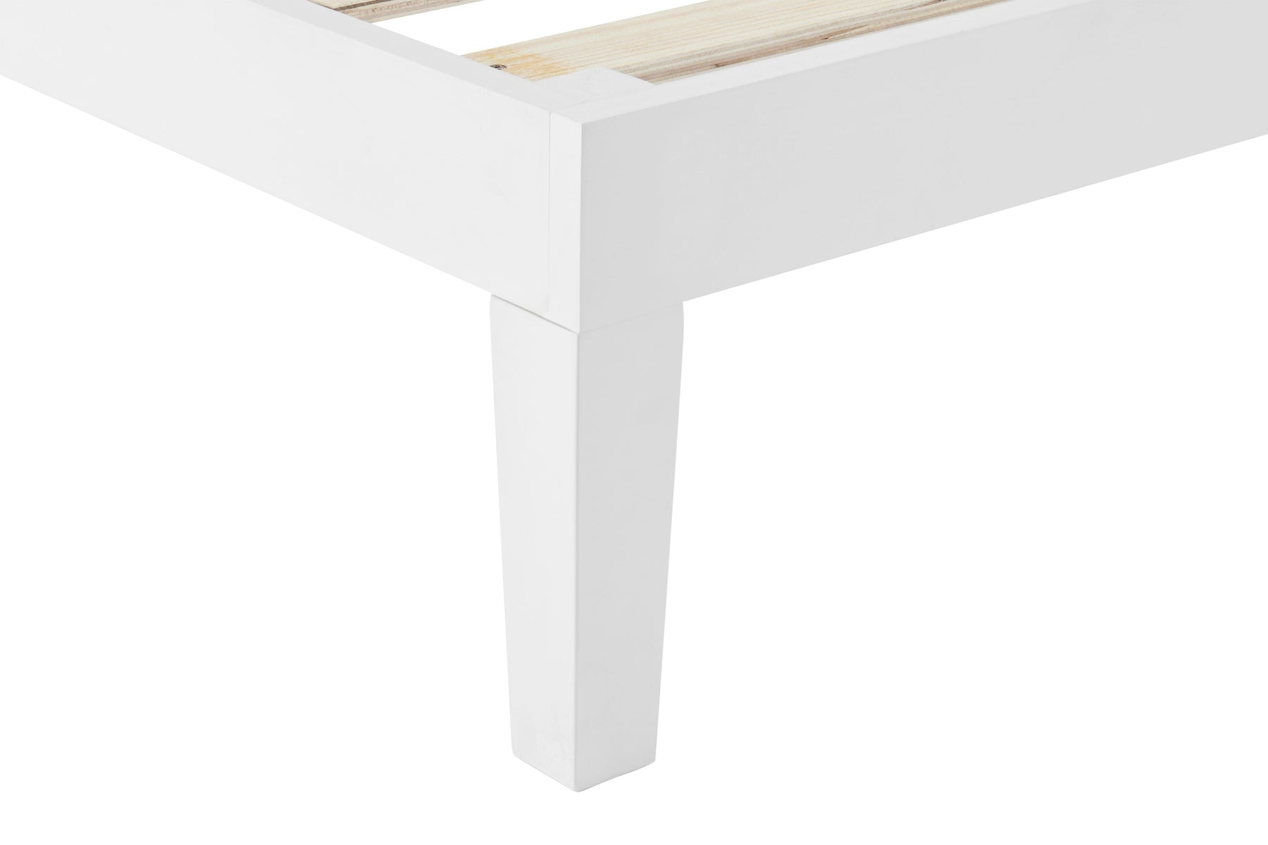 Ovela William Wood Bed Frame (White, Single)