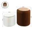 Artiss Accordion Folding Paper Stools Set Includes 2 Cushions Natural Kraft 100KG Capacity - SuperSaverAU - view 2