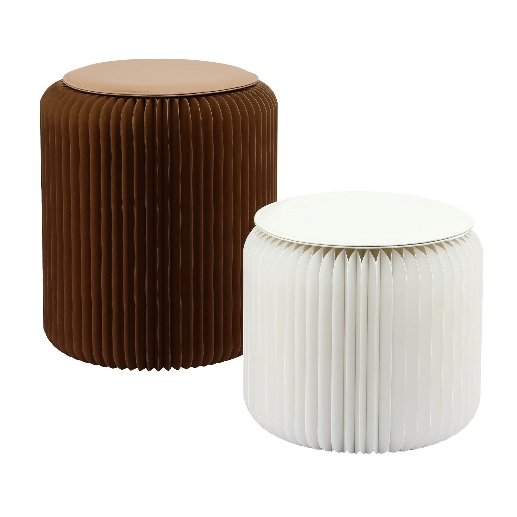 Artiss Accordion Folding Paper Stools Set Includes 2 Cushions Natural Kraft 100KG Capacity - SuperSaverAU - view 11