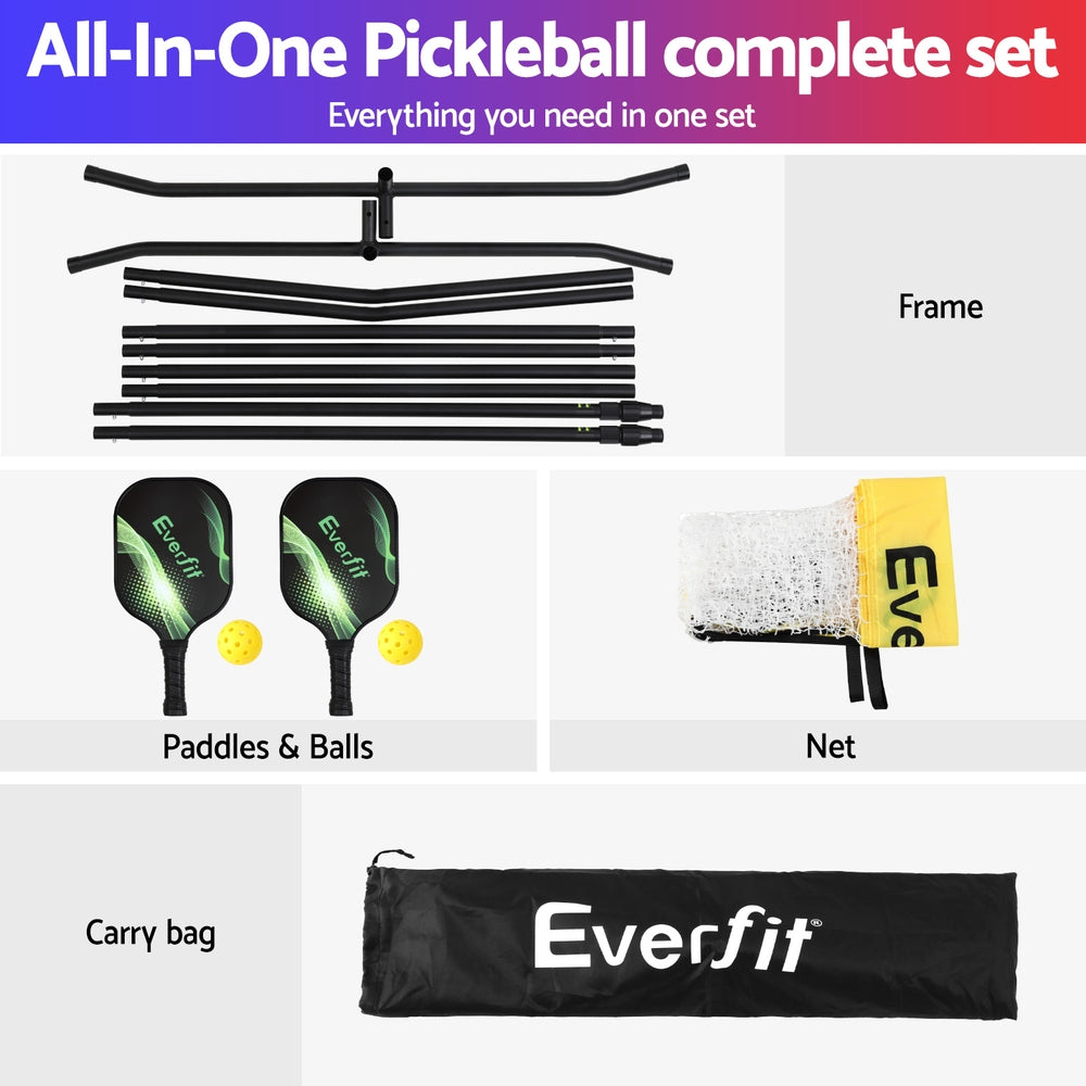 Everfit Portable 10ft Multi-Sport Pickleball Net Set with Paddles & Carry Bag