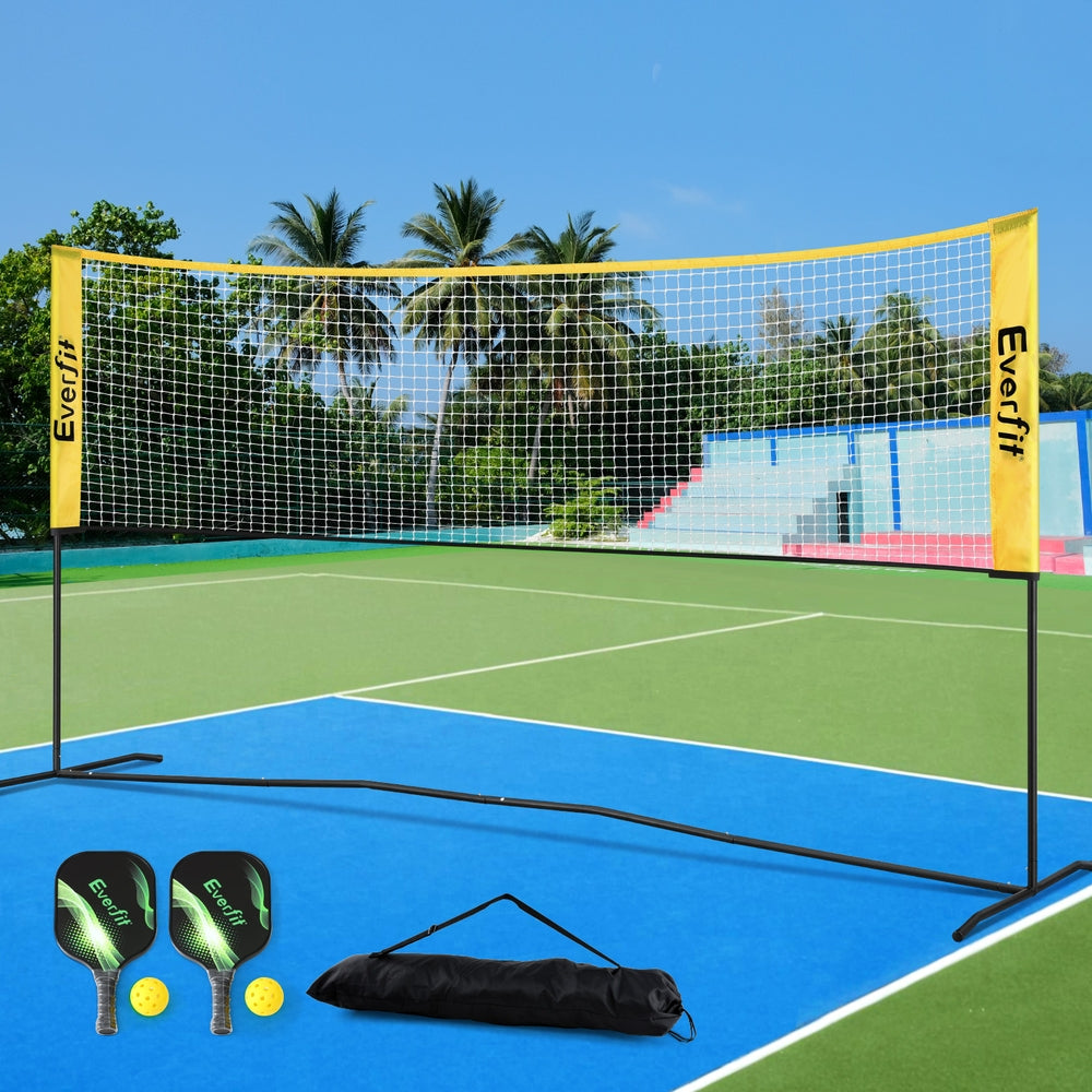 Everfit Portable 10ft Multi-Sport Pickleball Net Set with Paddles & Carry Bag