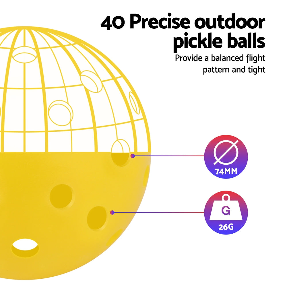 Everfit 12PC Pickleballs Set 40-Hole Design Indoor Outdoor Durable PE Balls Green/Yellow - SuperSaverAU - view 5