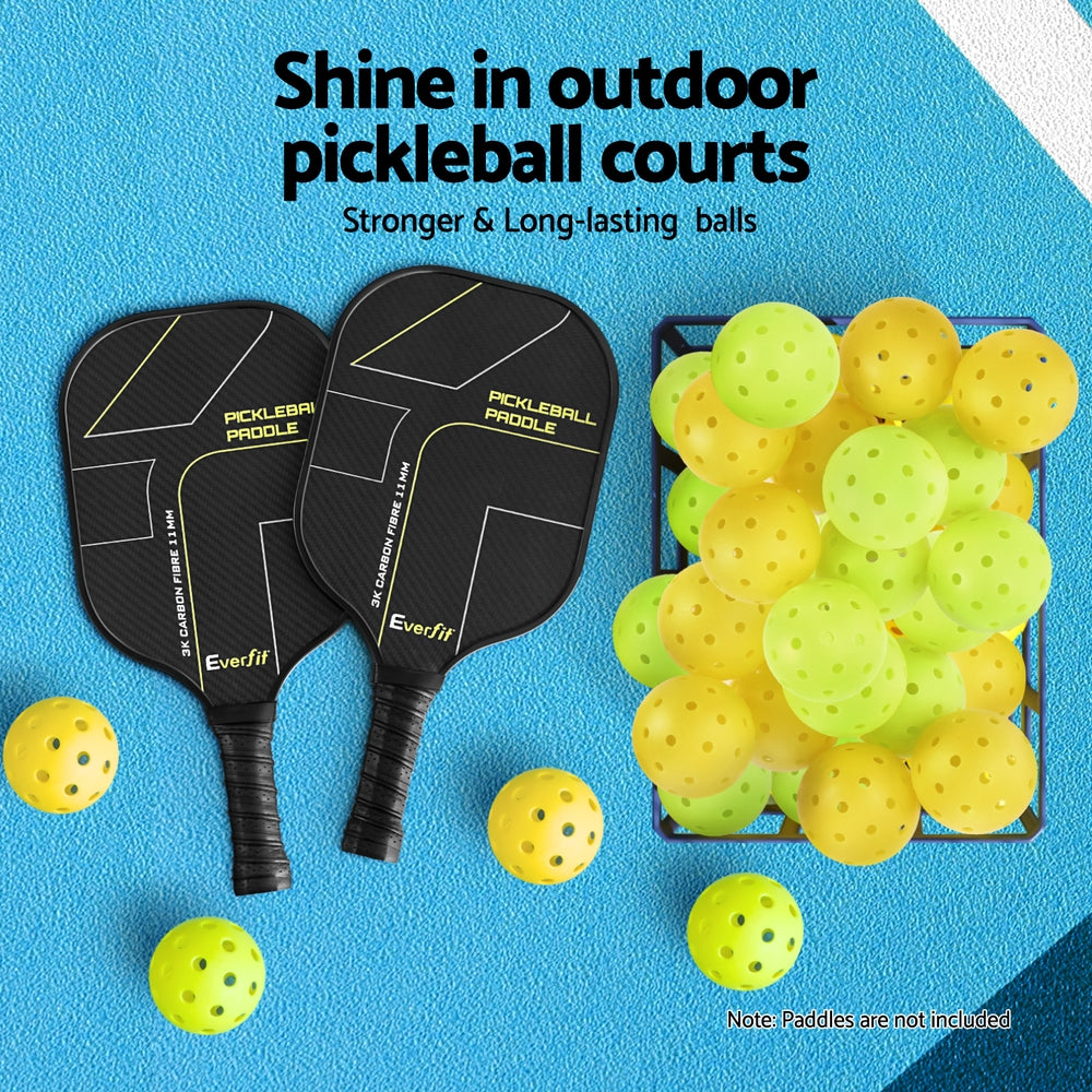 Everfit 12PC Pickleballs Set 40-Hole Design Indoor Outdoor Durable PE Balls Green/Yellow - SuperSaverAU - view 6