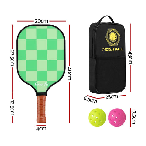 Everfit Pickleball Paddle Set Fiberglass with Balls Bag Tournament Kit 2PCS Pickle Balls Rackets - SuperSaverAU - view 2
