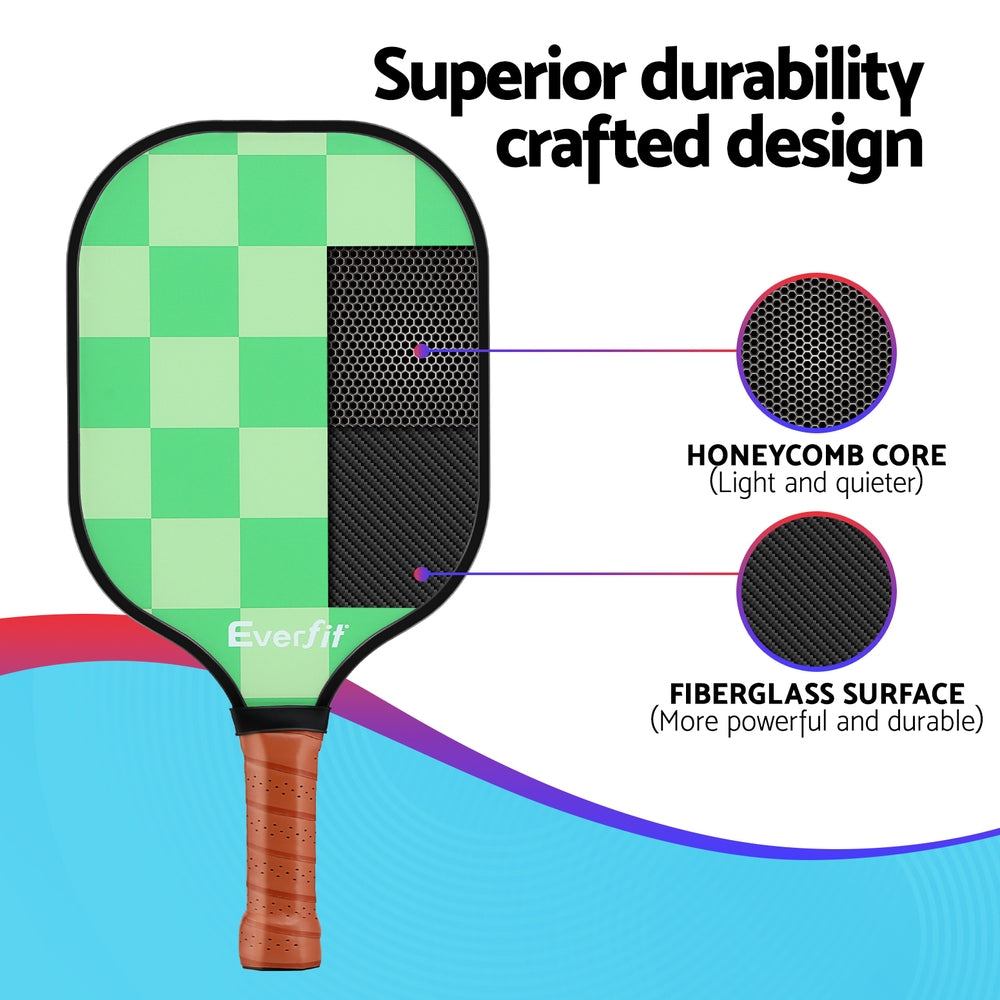 Everfit Pickleball Paddle Set Fiberglass with Balls Bag Tournament Kit 2PCS Pickle Balls Rackets - SuperSaverAU - view 5