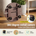 Gardeon 2 Pack Brown HDPE Round Plant Caddy with Lockable Wheels - 32 x 10cm