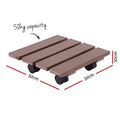 Gardeon 2 Pack Brown HDPE Square Plant Caddy with Lockable Wheels - 32 x 32 x 10cm