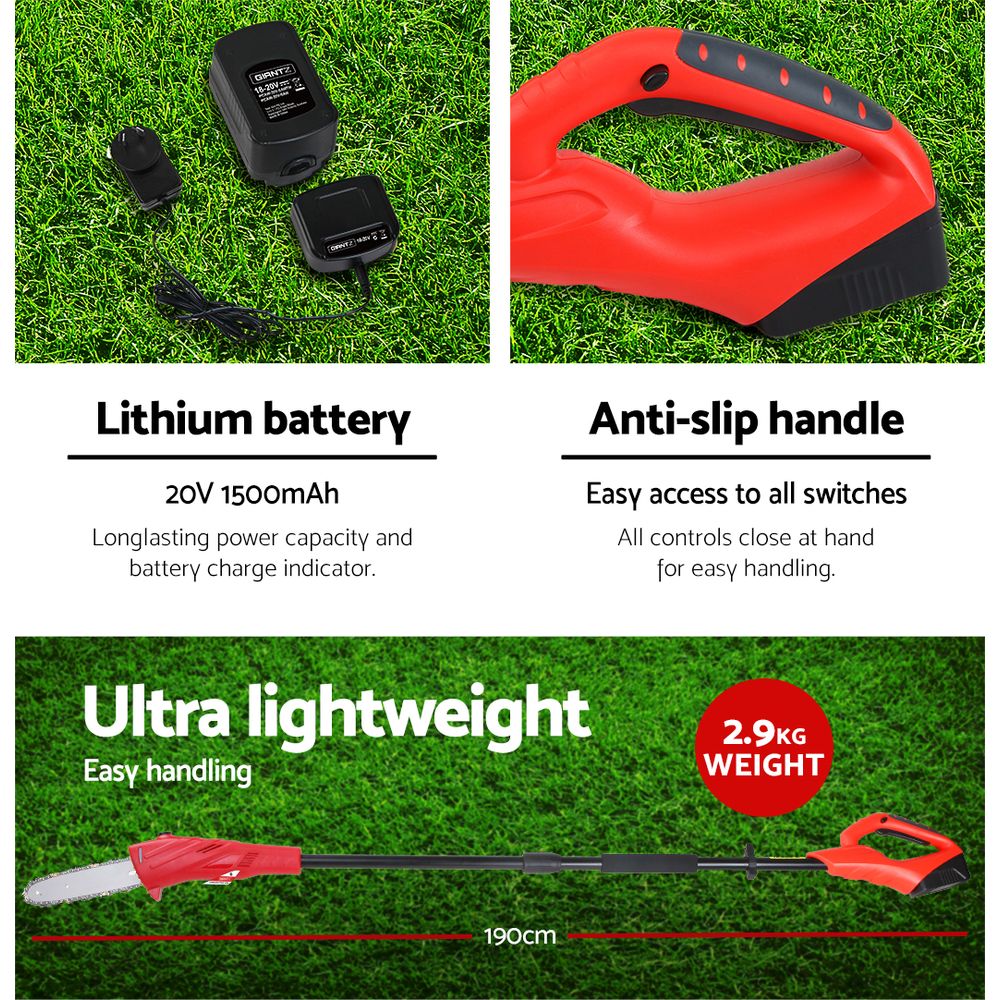 Giantz Chainsaw Cordless Pole Chain Saw 20V 8in Pruner 2.7m Long Reach Battery - SuperSaverAU - view 4