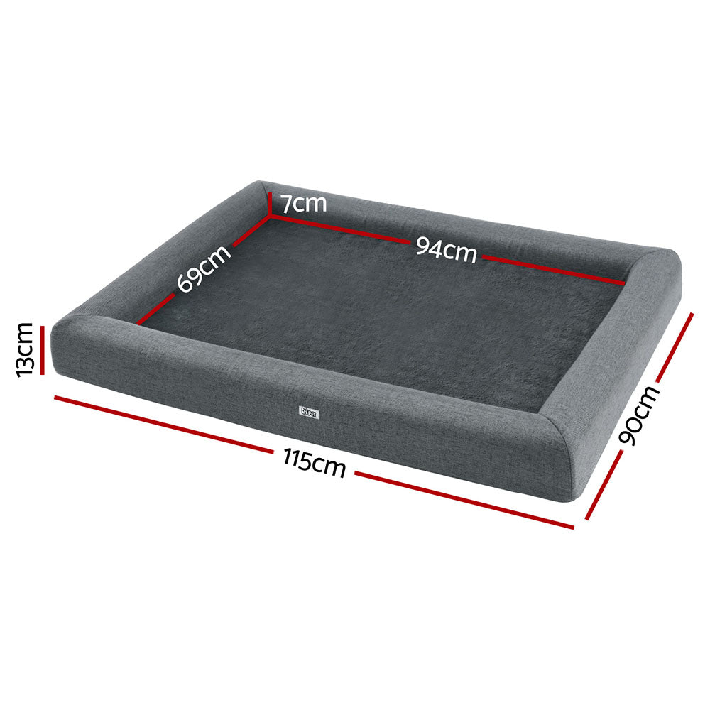 i.Pet Pet Bed Extra Large 115cm Grey Soft Plush Fleece Washable Non-Slip