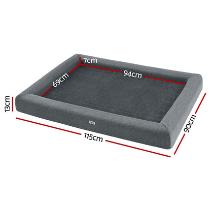 i.Pet Pet Bed Extra Large 115cm Grey Soft Plush Fleece Washable Non-Slip