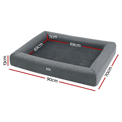 i.Pet Pet Bed 90cm x 70cm Grey Egg Crate Foam Washable Cushion for Cats & Dogs
