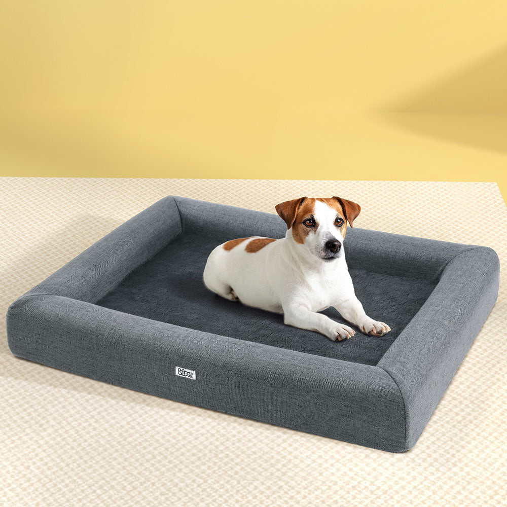 i.Pet Pet Bed 90cm x 70cm Grey Egg Crate Foam Washable Cushion for Cats & Dogs