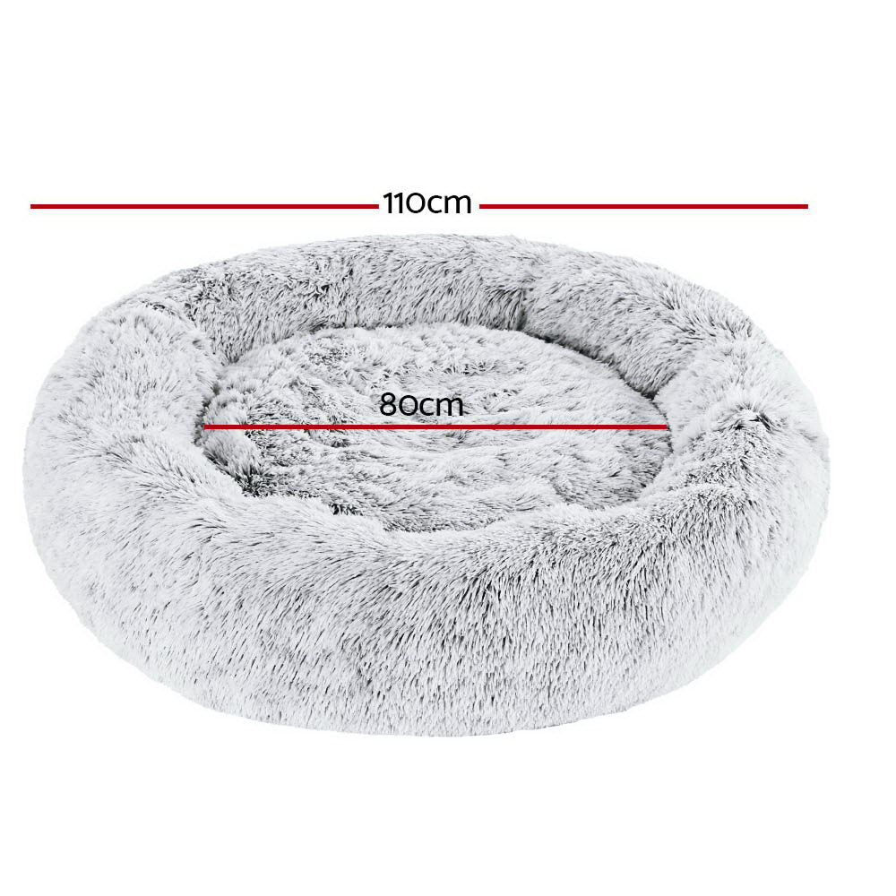 i.Pet Extra Large Pet Bed 110cm Soft Plush Light Charcoal, Washable, Non-Slip