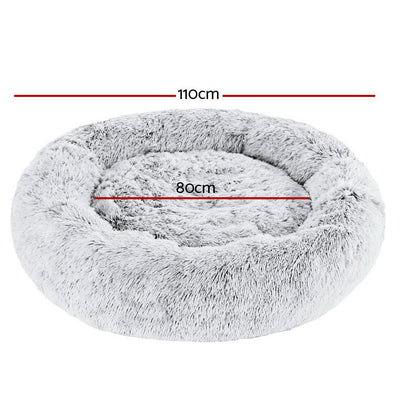 i.Pet Extra Large Pet Bed 110cm Soft Plush Light Charcoal, Washable, Non-Slip