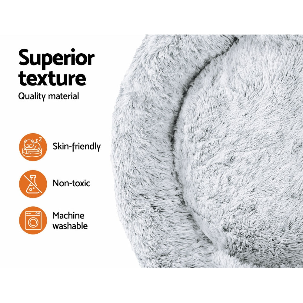 i.Pet Extra Large Pet Bed 110cm Soft Plush Light Charcoal, Washable, Non-Slip