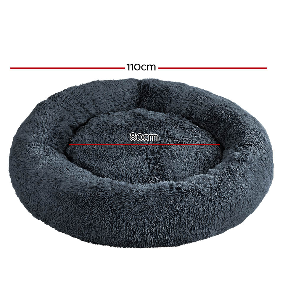 i.Pet Extra Large Soft Plush Pet Bed Dark Grey with Non-Slip Base, Washable Cover