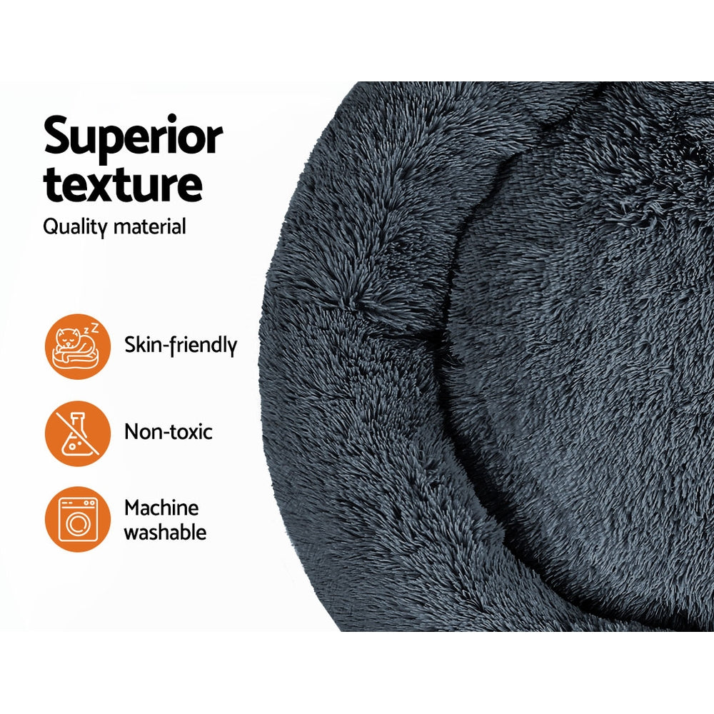 i.Pet Extra Large Soft Plush Pet Bed Dark Grey with Non-Slip Base, Washable Cover