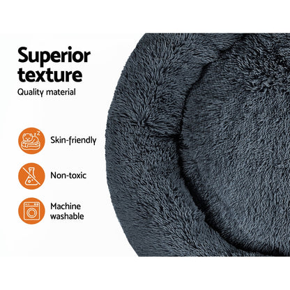 i.Pet Extra Large Soft Plush Pet Bed Dark Grey with Non-Slip Base, Washable Cover