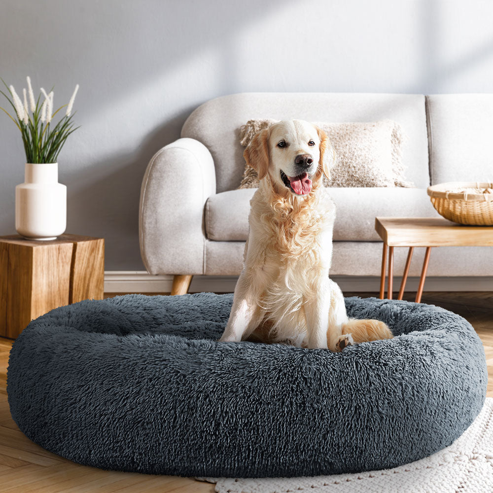 i.Pet Extra Large Soft Plush Pet Bed Dark Grey with Non-Slip Base, Washable Cover
