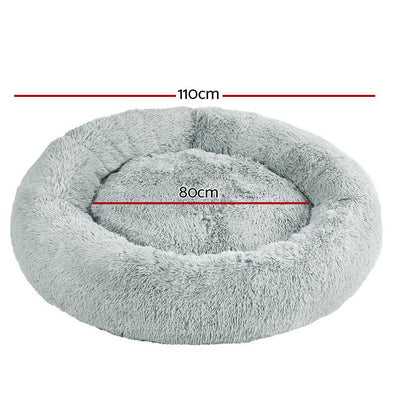 i.Pet Extra Large Pet Bed 110cm Soft Plush Light Grey with Non-Slip Base