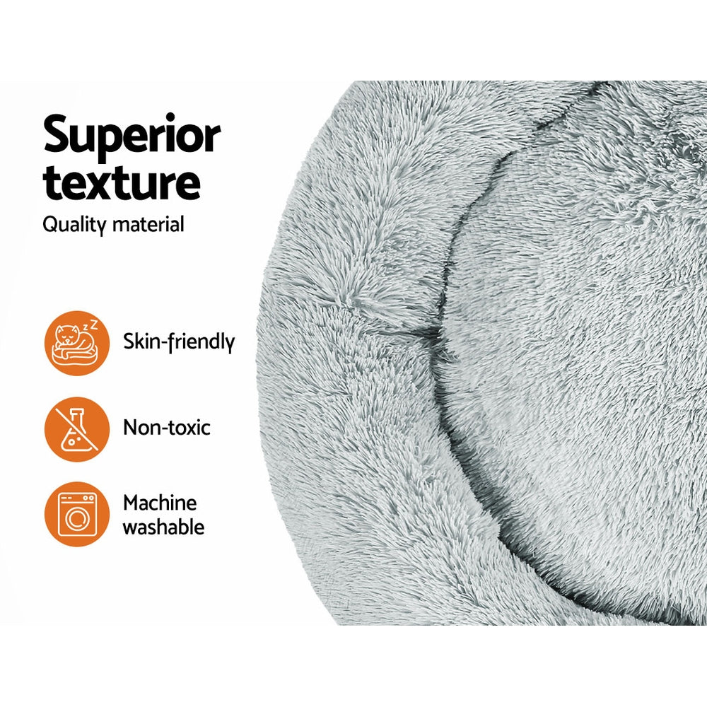 i.Pet Extra Large Pet Bed 110cm Soft Plush Light Grey with Non-Slip Base