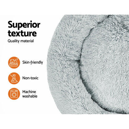 i.Pet Extra Large Pet Bed 110cm Soft Plush Light Grey with Non-Slip Base