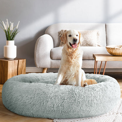 i.Pet Extra Large Pet Bed 110cm Soft Plush Light Grey with Non-Slip Base