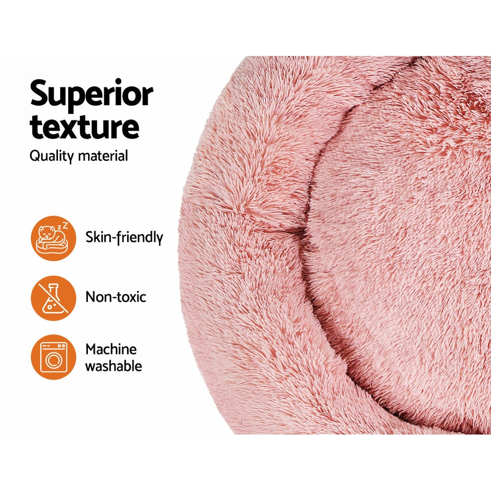 i.Pet Extra Large Pink Pet Bed 110cm Soft Plush with Non-Slip Base