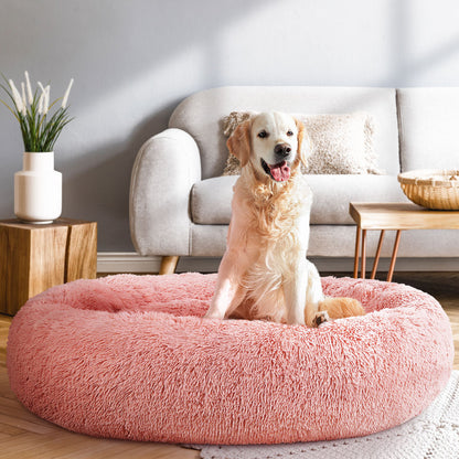 i.Pet Extra Large Pink Pet Bed 110cm Soft Plush with Non-Slip Base