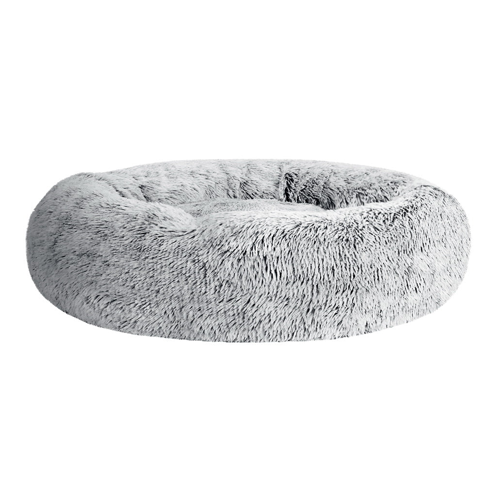 i.Pet Large Pet Bed 90cm Soft Plush Light Charcoal, Non-Slip, Washable Cover