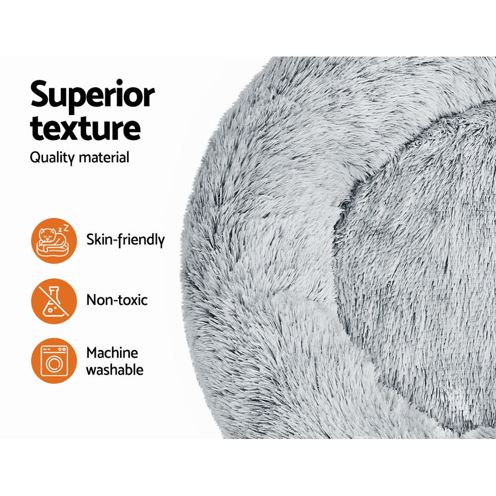 i.Pet Large Pet Bed 90cm Soft Plush Light Charcoal, Non-Slip, Washable Cover - SuperSaverAU - view 4