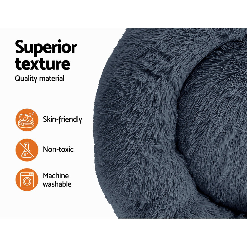 i.Pet Large Pet Bed Dog Cat 90cm Dark Grey Soft Plush Non-Slip Washable - SuperSaverAU - view 3