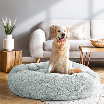 i.Pet Large Pet Bed Dog Cat Soft Plush Light Grey Non-Slip Washable 90cm