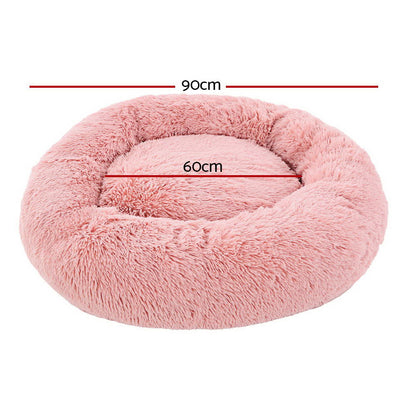 i.Pet Large Pet Bed Dog Cat 90cm Pink Soft Plush Non-Slip Washable