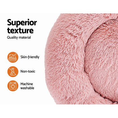 i.Pet Large Pet Bed Dog Cat 90cm Pink Soft Plush Non-Slip Washable