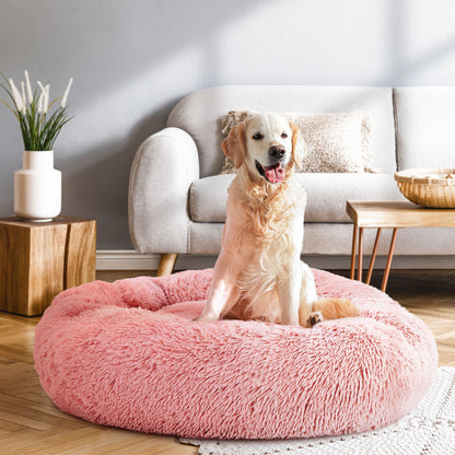 i.Pet Large Pet Bed Dog Cat 90cm Pink Soft Plush Non-Slip Washable