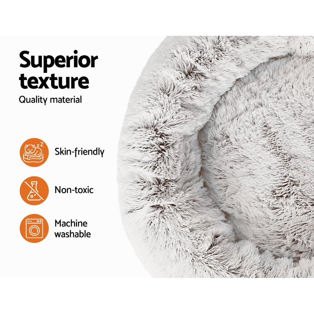 i.Pet Large Pet Bed 90cm Soft Plush White Brown Non-Slip Washable Cover - SuperSaverAU - view 4