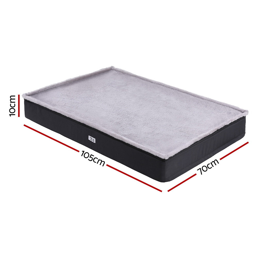 i.Pet Pet Bed Large 105cm Foam Cushion Washable Cover Grey for Cats & Dogs