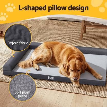 i.Pet Pet Bed Large 105cm x 75cm Plush Soft Cushion Removable Washable Grey