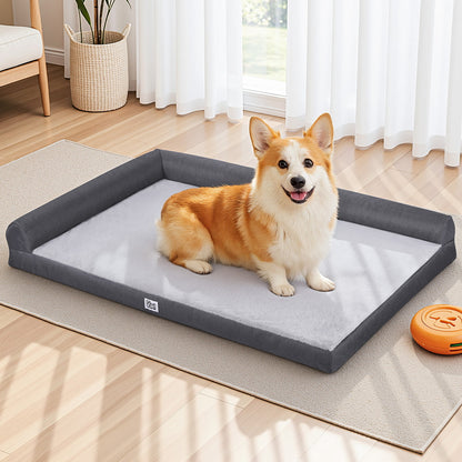 i.Pet Pet Bed Large 105cm x 75cm Plush Soft Cushion Removable Washable Grey