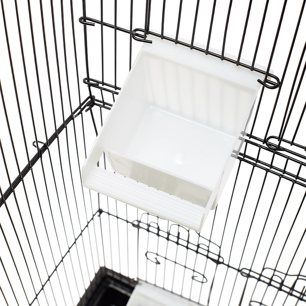 Pet Bird Cage 88cm Black Wrought Iron with Perches & Feeders