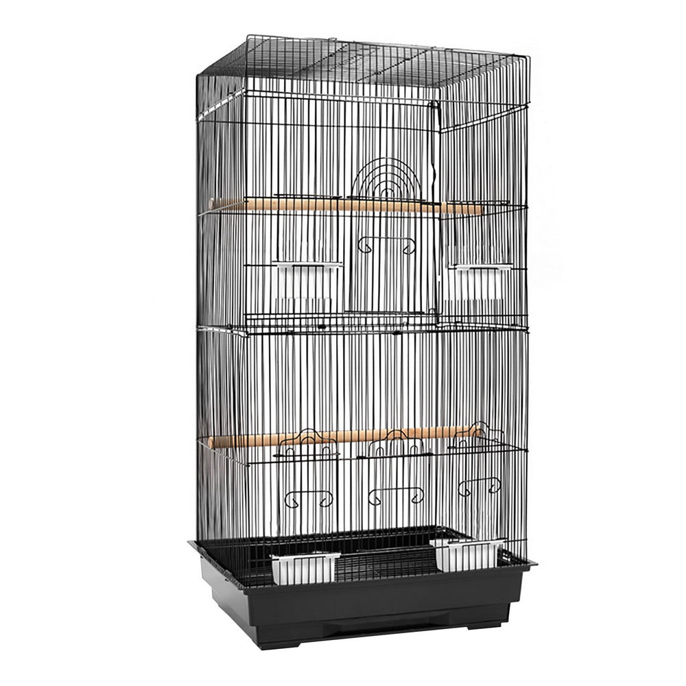 Pet Bird Cage 88cm Black Wrought Iron with Perches & Feeders - SuperSaverAU - view 8