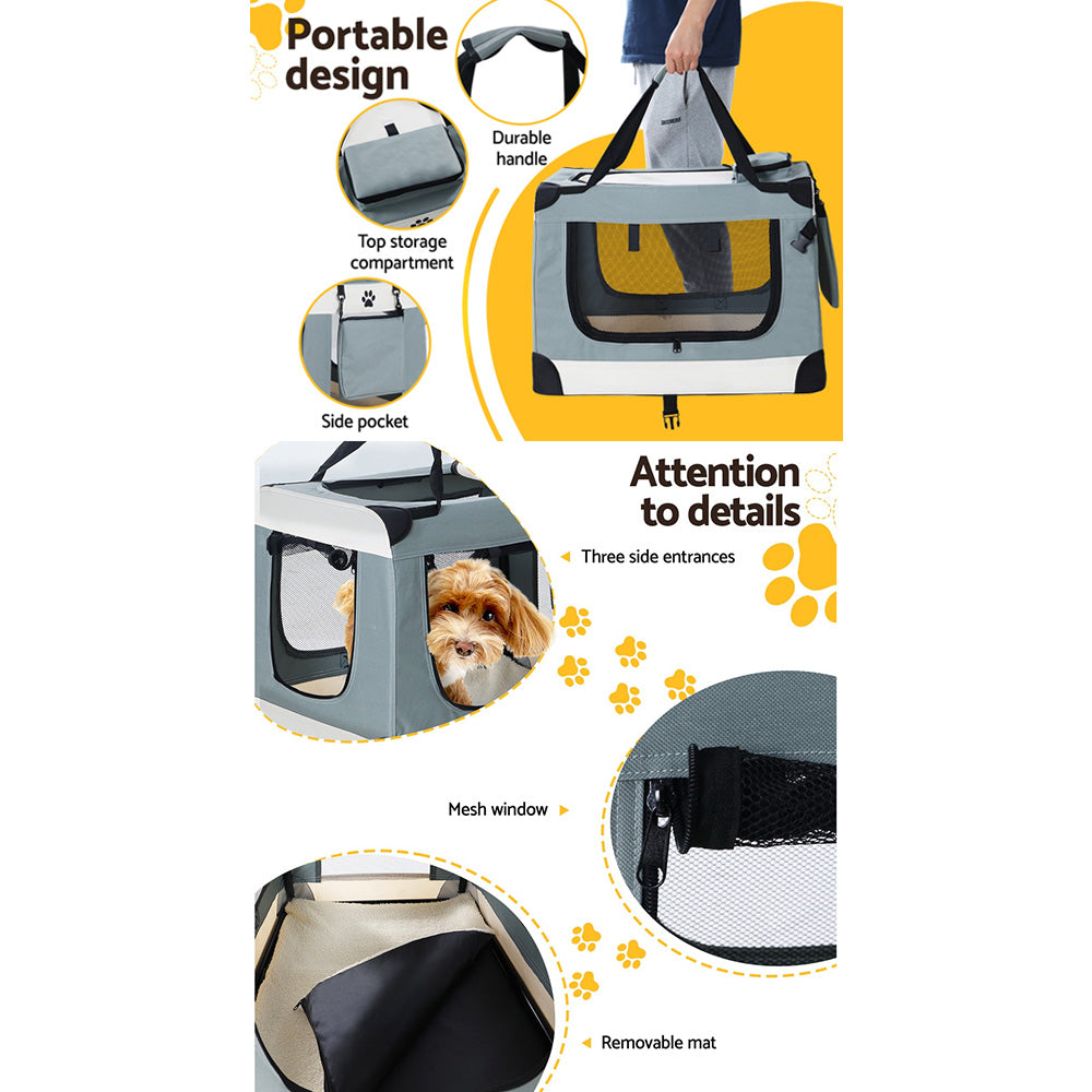 i.Pet 2XL Pet Carrier Soft Crate 90x61CM Portable Foldable for Dogs Cats - SuperSaverAU - view 6
