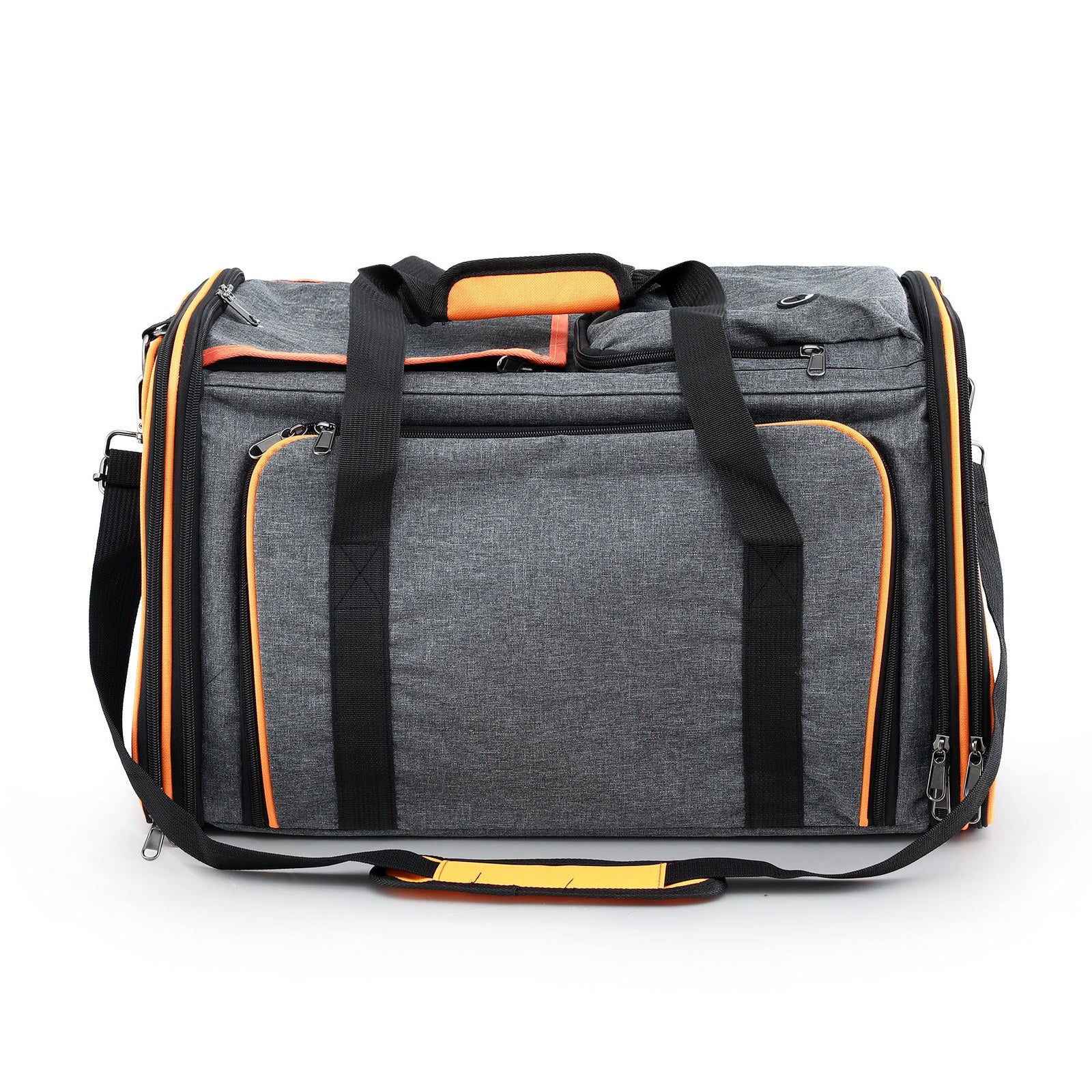 i.Pet Foldable Expandable Pet Carrier Bag - Grey & Orange